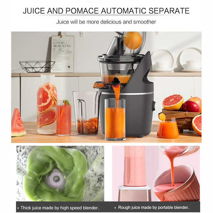 Easy Clean Cold Press Wide Chute 76 Mm Slow Masticating Juicer Ice Cream Smoothie Dessert Maker Machine