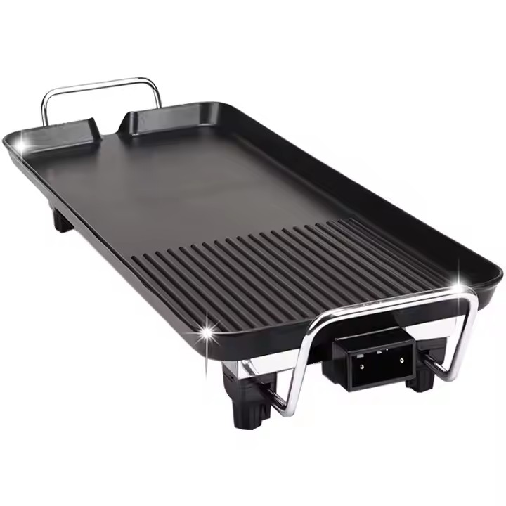 Electric Barbecue Grill Teppanyaki Plate Smokeless Non-Stick Barbecue Plate Multifunctional Baking Tray