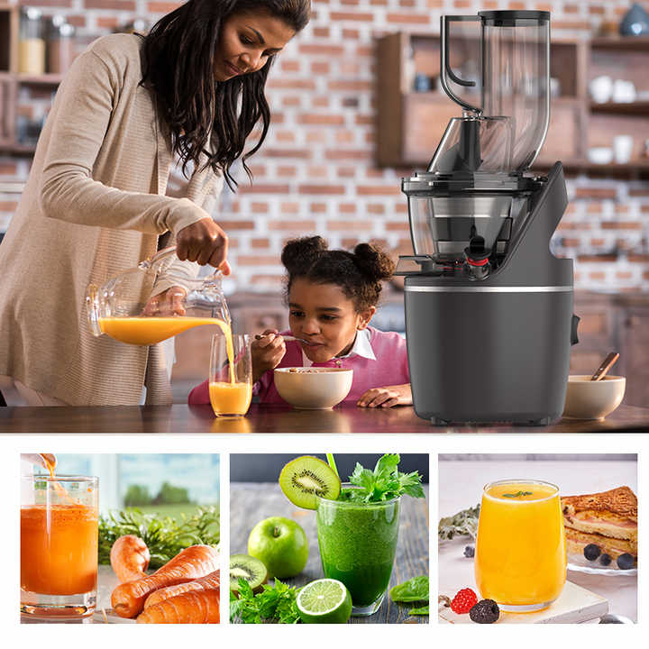 Easy Clean Cold Press Wide Chute 76 Mm Slow Masticating Juicer Ice Cream Smoothie Dessert Maker Machine