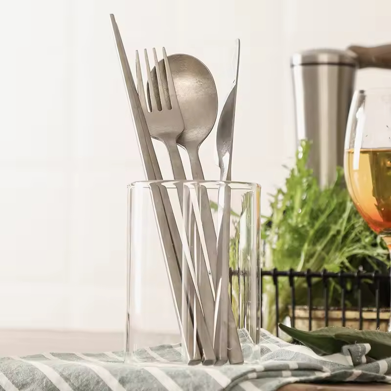 Retro Style Snowflake Gray High Quality Hotel Canteen Camping Stainless Steel Knife Coffee Serve Spoon and Fork Flatware Set