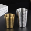 Hammer Pattern Non slip Double Wall Anti Scalding Gold Stainless Steel 304 Party Camping Cola Water Tea Coffee Beer Mug Cup Set