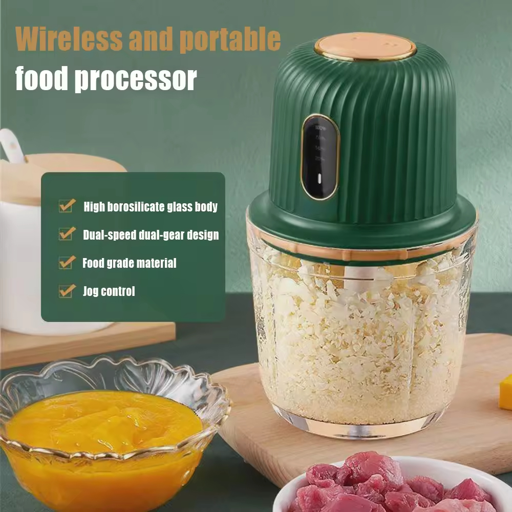 OEM ODM Cordless Food Processor Small Electric Food Chopper Glass Bowl for Meat Vegetable Onions Garlic Meat Chopper Blender