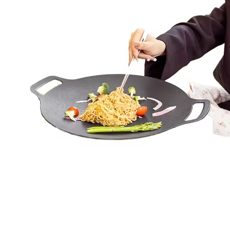 Thickened Maifan Stone BBQ Grill Pan Non-Stick Steak & Korean BBQ Works on Induction/Gas Stoves Indoor/Outdoor