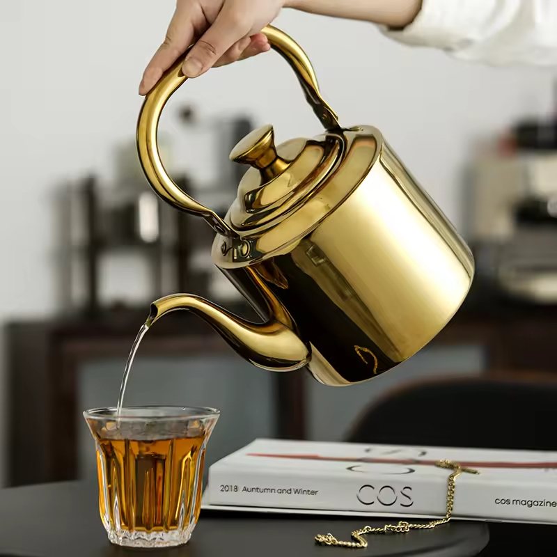 1500 ml 2L Luxury Golden Stainless Steel 201mirror Polished No Leak Safety Coffee Tea Net Filter Boiling Hot Water Kettle