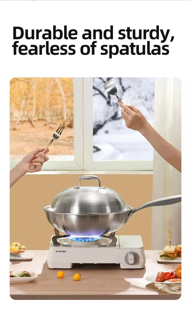 Custom Multi Layer Thicken Great Quality Family Large 32 34cm Stainless Steel Induction Nonstick Stir Frying Wok Pan Cooker