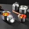 Factory Upgrade Large Capacity 400 800ml Thicken Induction All Stainless Steel 304 Nutrition Steam Cooking Soup Bowl with Lid