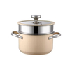 Multipurpose Korean Style Double Layer Ceramic Coating Colored Household Kitchen Stainless Steel Steamer Cook Pot Cookware