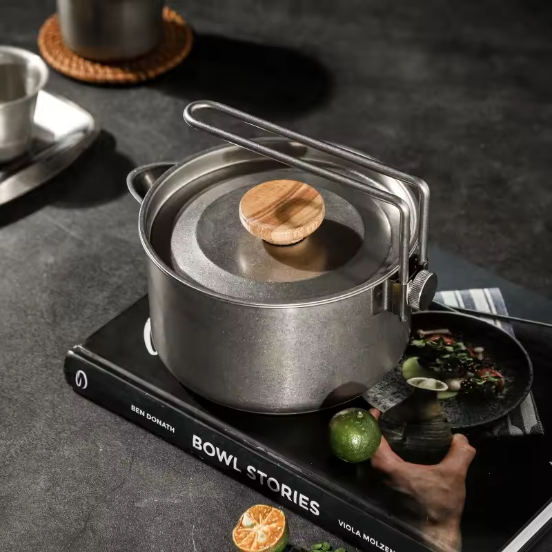 Creative Special Design Portable 800ml Upgrade Quality 1.2L Stainless Steel 304 Handle Foldable Folding Kettle Pot Water Kettles