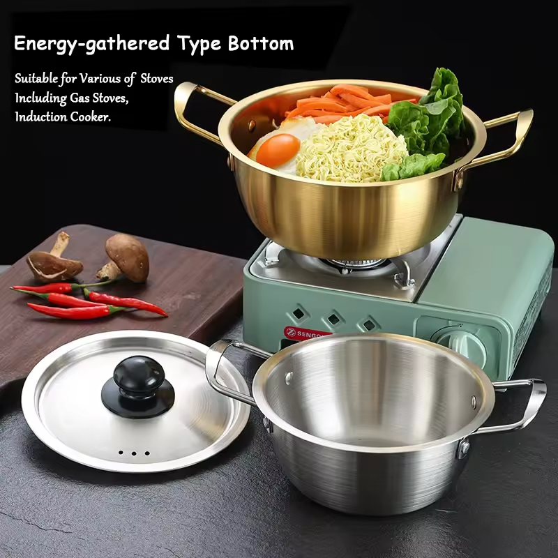Korean Style Stainless Steel Family Milk Ramen Instant Noodle Small Boiling Soup Hot Pot for Induction Cooker Cooking
