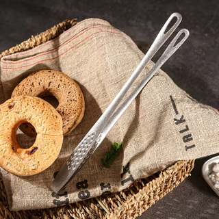 Retro Classic Style Multifunction 28cm Restaurant Hotel Stainless Steel 304 Oil Filter Hole Serving Bread Baking Tongs Clip