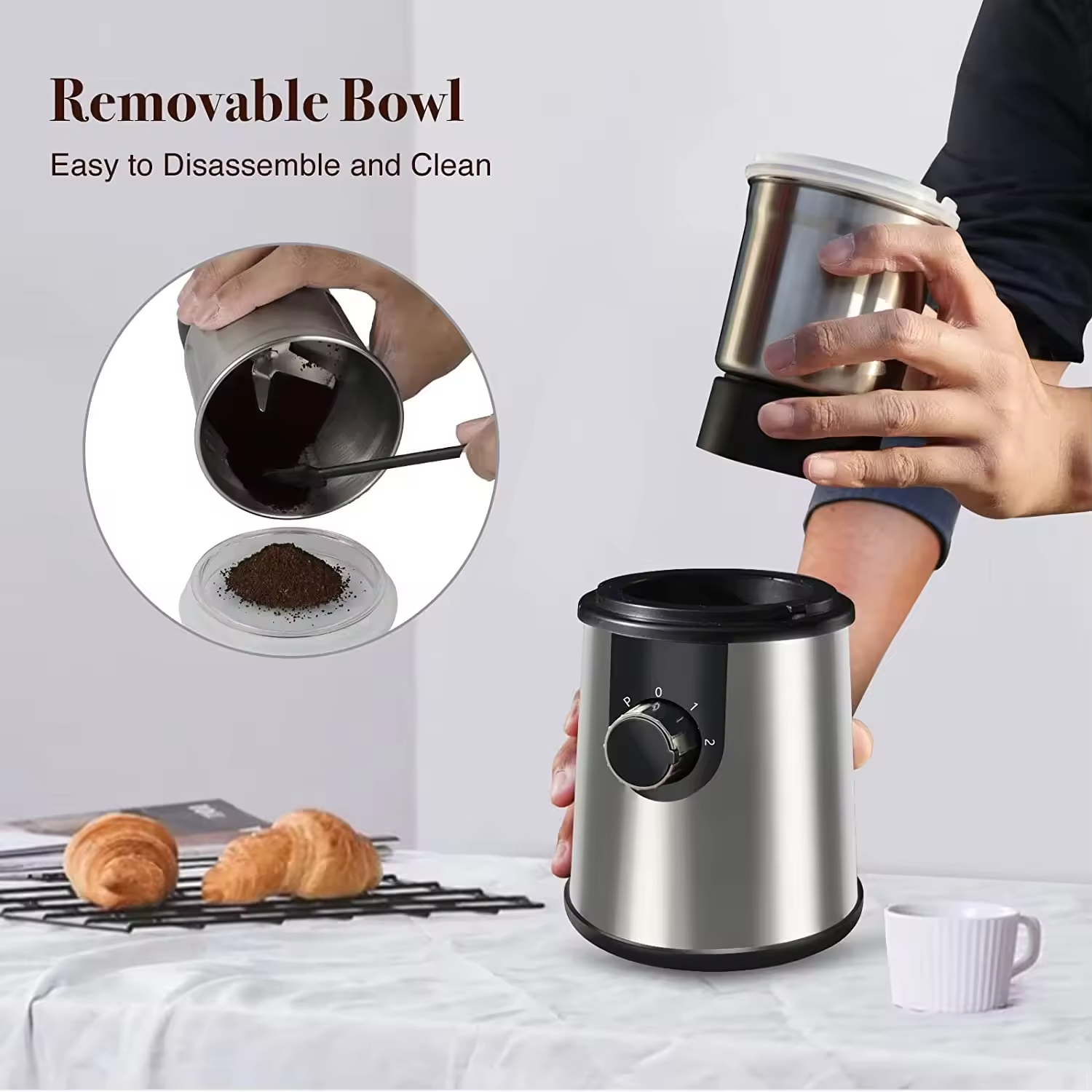 Manufacturer's Hot-Selling 220V Electric Household Grain Grinder Stainless Steel Blade for Coffee Food Supplements Cross-Border