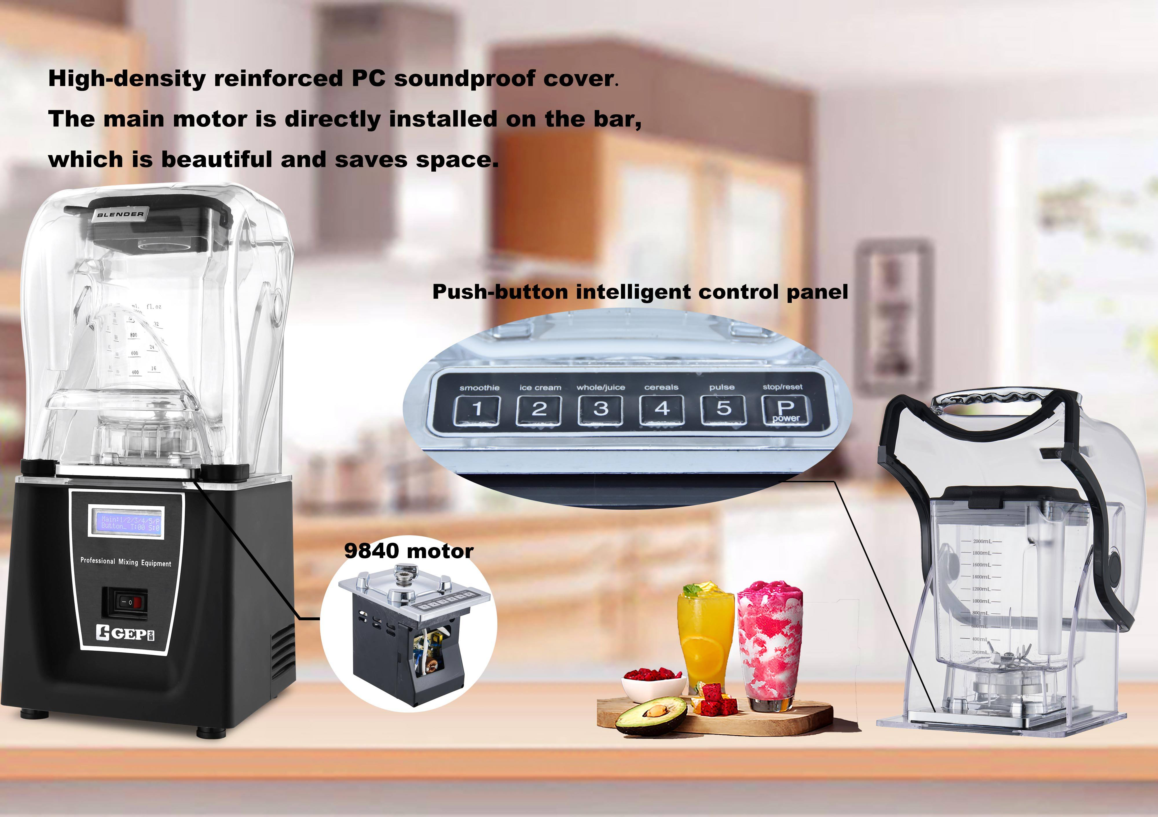 BL802S Intelligent Commercial Blender 1.8L Juice Bar Soundproof Cover for Household Hotel Use Electric Power UK Ice Crush Jug