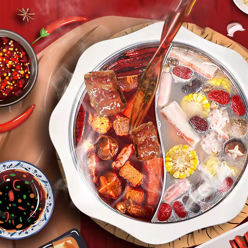 Wholesale Low Good Price Sun Shape Design 2 Compartments Stainless Steel 0.8mm Stainless Steel Individual Hot Pot Soup Hotpot