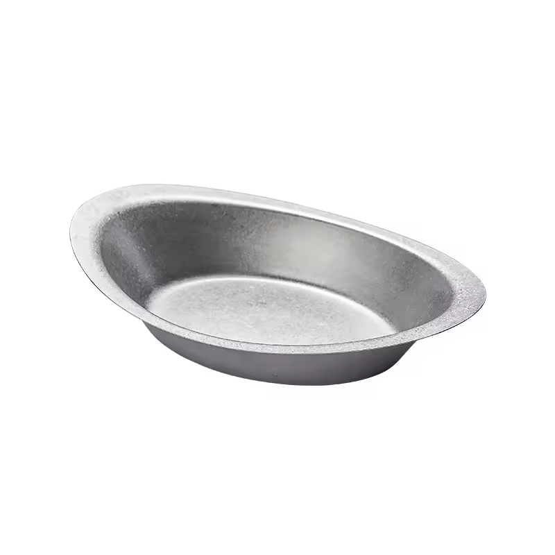 New 0.8 mm 11 Inches Retro Style Decor Stainless Steel 304 Outdoor Party Camping Restaurant Dinner Metal Sushi Oval Plate Dish