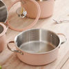Custom Wholesale Fashion Colored Pink Stainless Steel 304 Kitchenware Induction Casserole Cooking Hot Soup Pot Cookware Sets