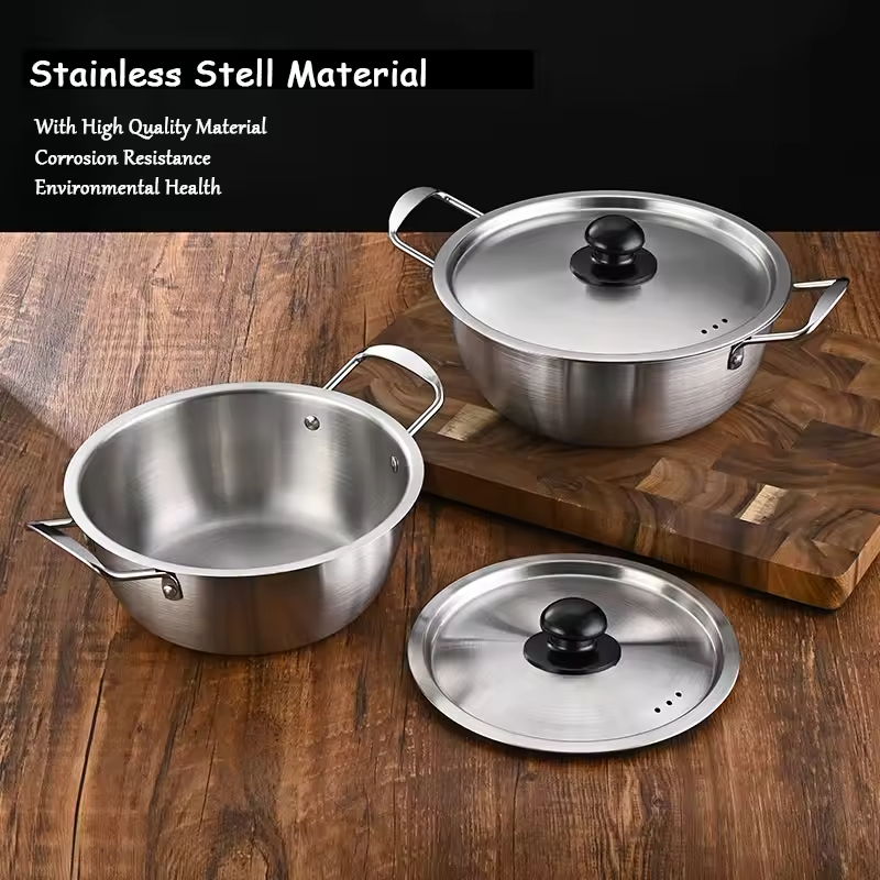 Korean Style Stainless Steel Family Milk Ramen Instant Noodle Small Boiling Soup Hot Pot for Induction Cooker Cooking