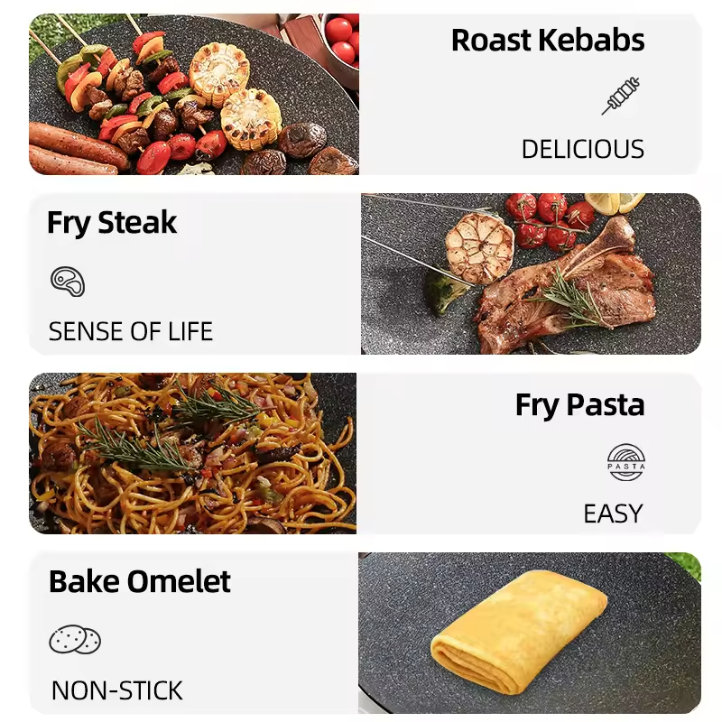 Coating Healthy Smokeless Aluminum Outdoor Camping Double Bottom Induction Non Stick Barbecue Griddle Grill Pan