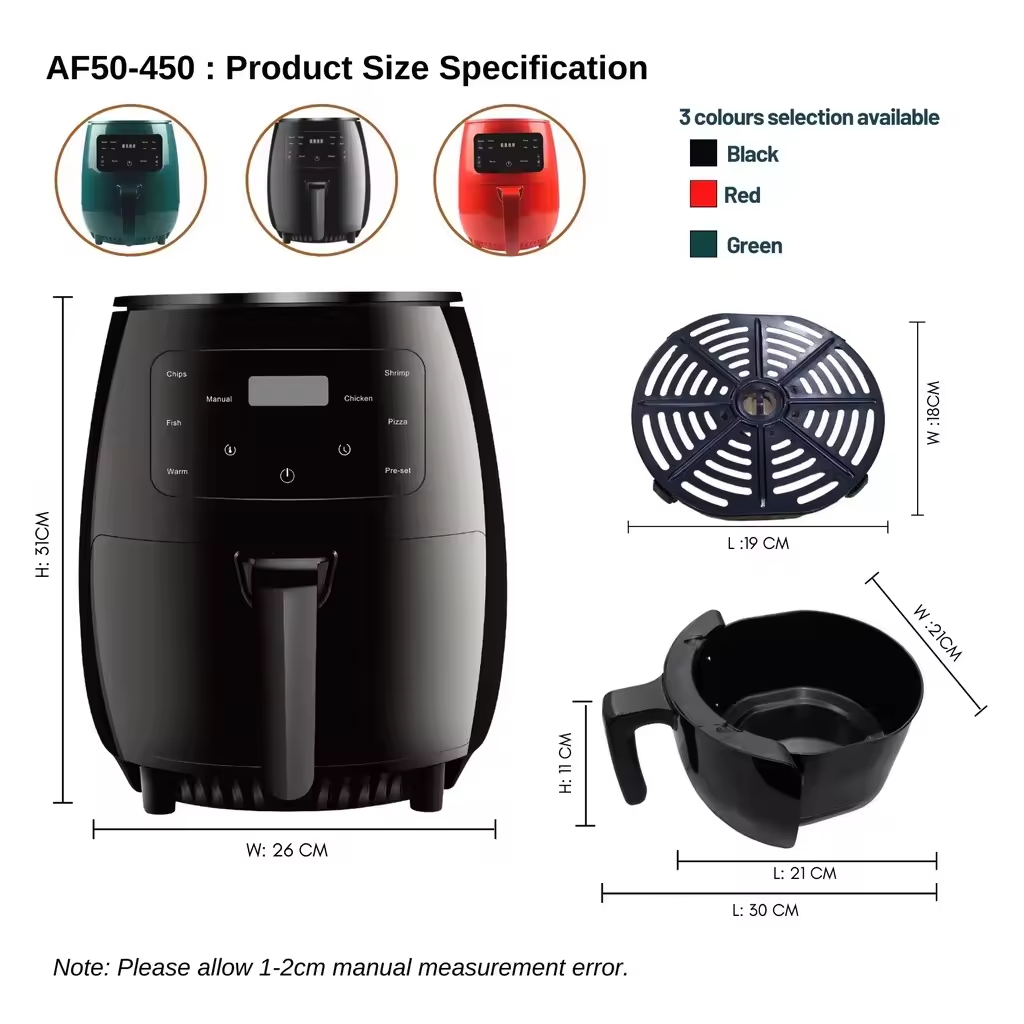 Fries Air Fryer Without Oil One Touch Digital Control Presets Chicken Kitchen Home-appliance Air Fryer