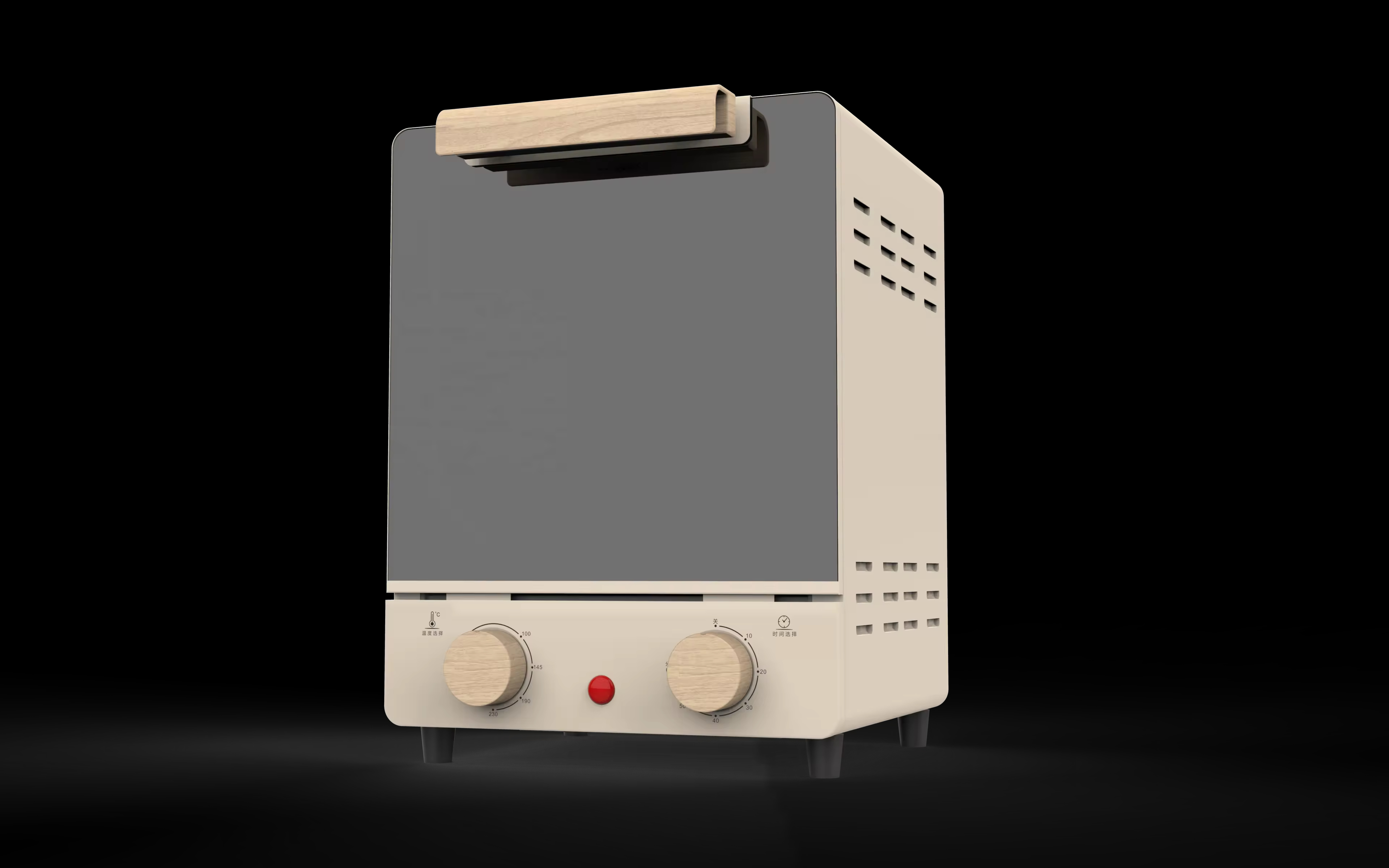 10L/12L Capacity Air Fryer Toaster Oven Mirror Glass Door Wood Grain Details Digital Control Multifunctional 800W Household