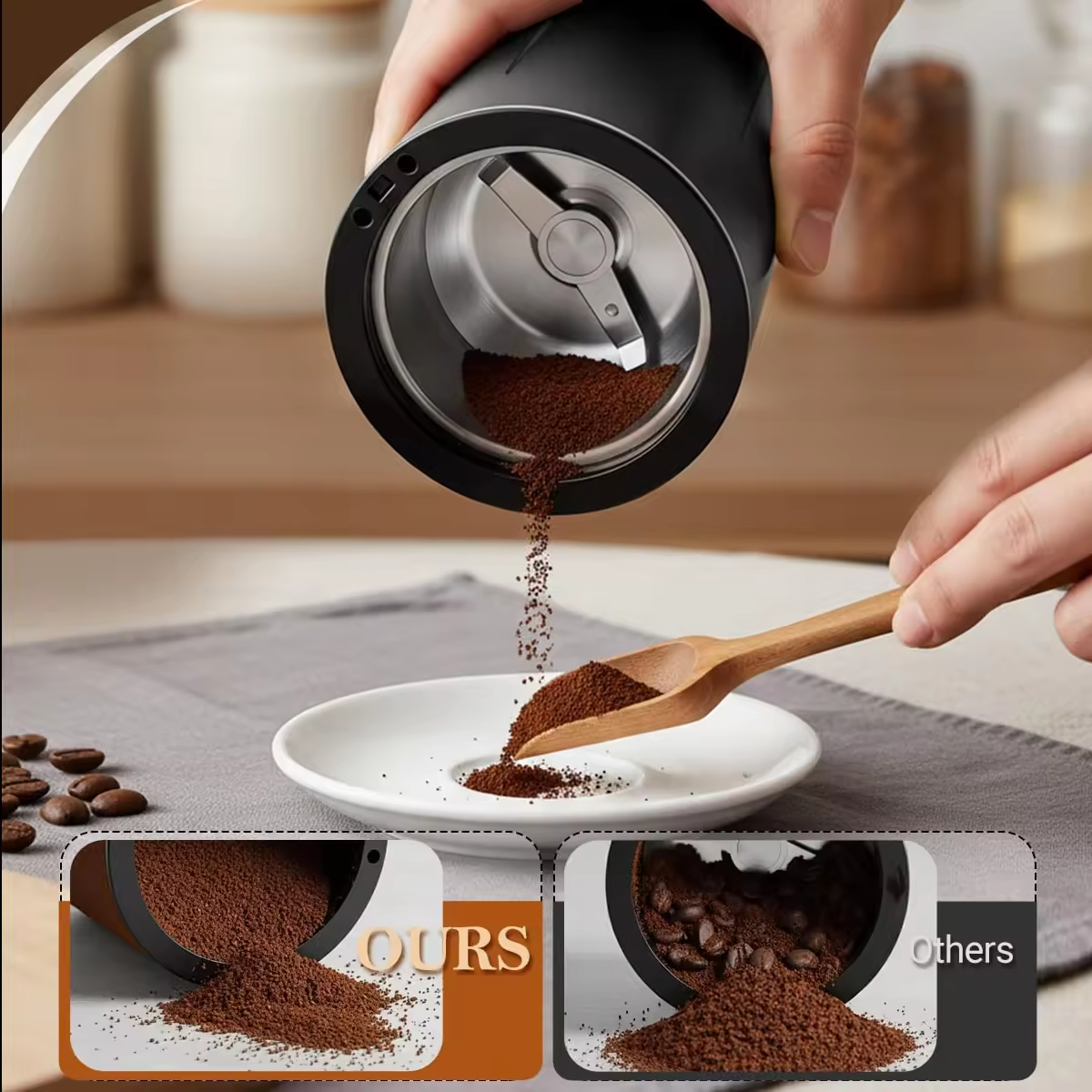 New Trend Electric Coffee Mill Grinder Compact Coffee Bean Grinder 304 Stainless Steel Portable Spice Grinder 260W