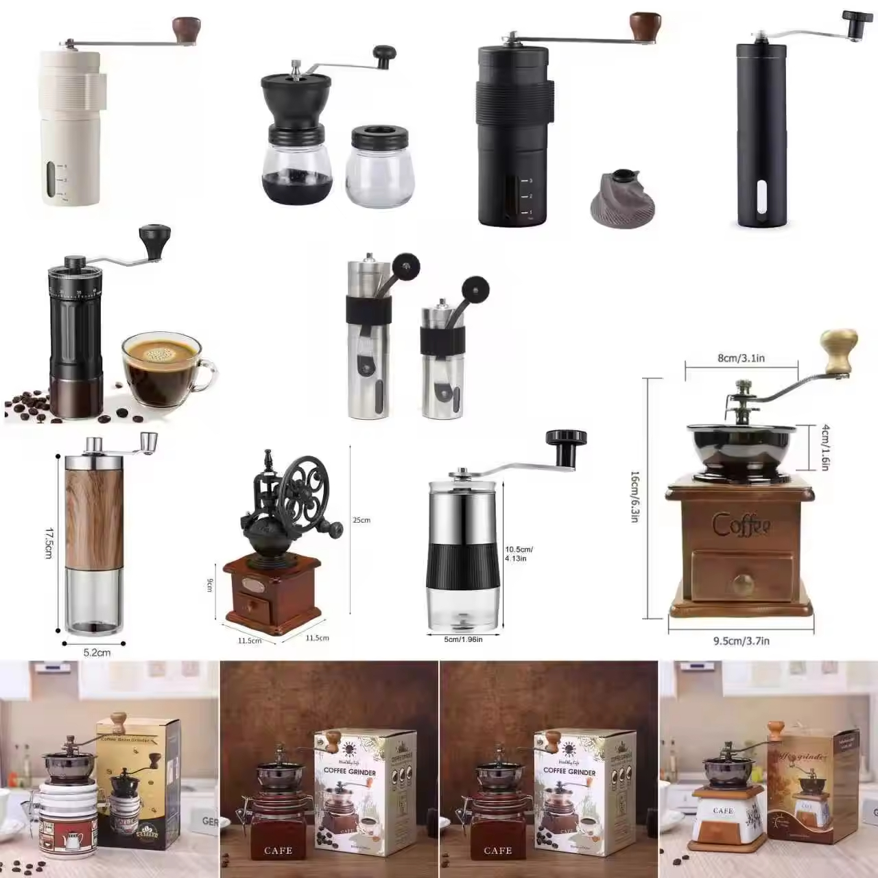 Wooden Classical Coffee Mill Portable Hand Manual Wood Coffee Grinder for Home Use and Travel