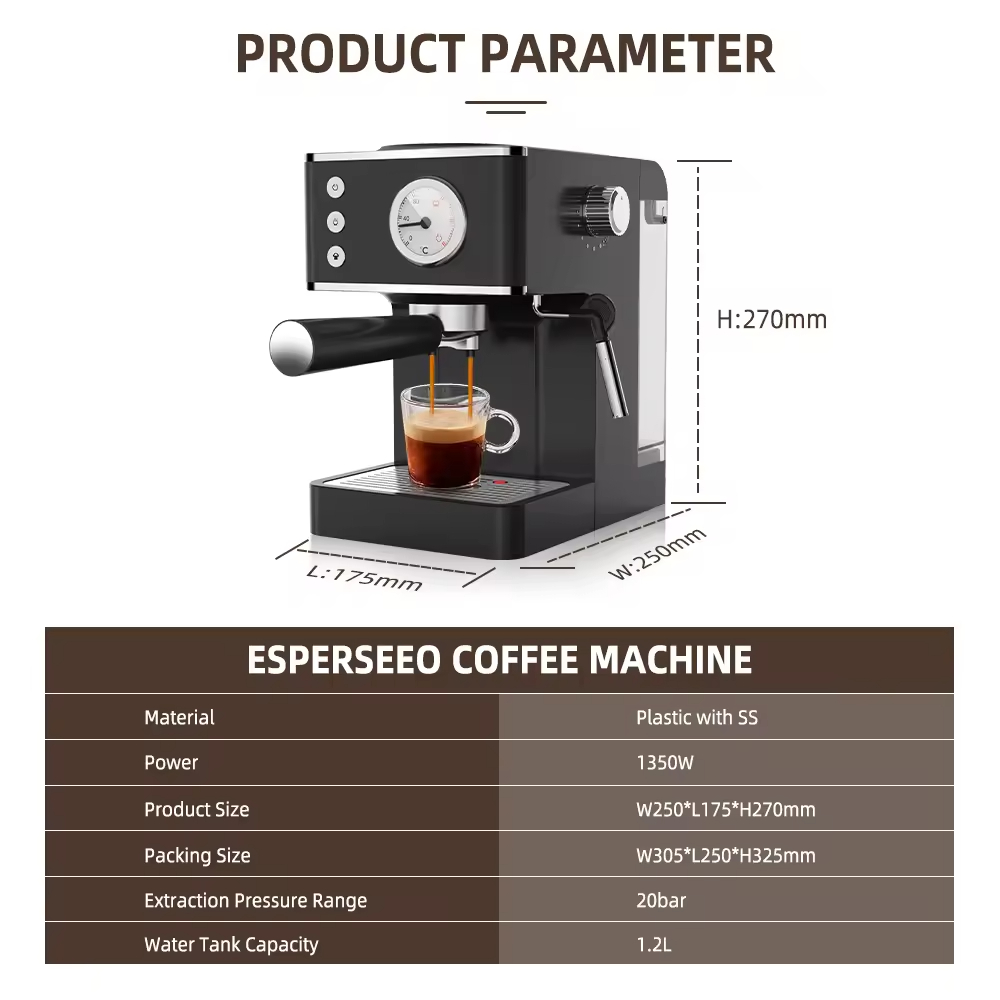 Espresso Coffee Machine With a 2-in-1 Coffee Maker and Milk Frother