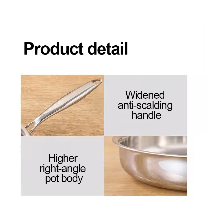 Factory Great Quality 5 Size Mirror Polished Easy Cleaning Durable New Non Stick Pattern Stainless Steel Frying Pan Wok Set