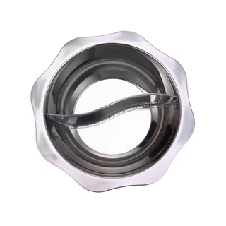 Wholesale Low Good Price Sun Shape Design 2 Compartments Stainless Steel 0.8mm Stainless Steel Individual Hot Pot Soup Hotpot
