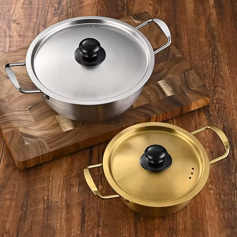 Korean Style Stainless Steel Family Milk Ramen Instant Noodle Small Boiling Soup Hot Pot for Induction Cooker Cooking