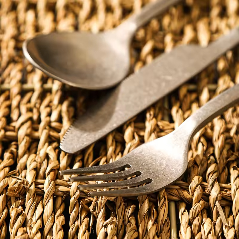 Retro Style Snowflake Gray High Quality Hotel Canteen Camping Stainless Steel Knife Coffee Serve Spoon and Fork Flatware Set