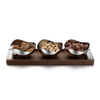 3 Pcs10cm Multipurpose Home Hotel Stainless Steel 304 Wooden Tray Dry Fruit Nut Serving Decorative Bowl Gift Set for Home Decor
