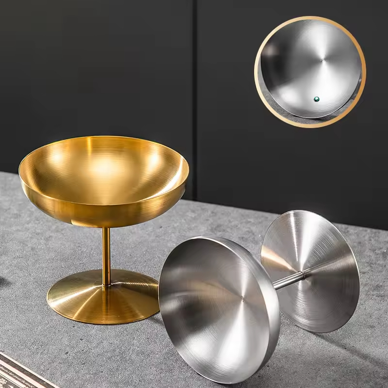 Fast Shipment Golden High Frost-proof Bottom Round Food Safety Metal Yogurt Juice Cocktail Wine Stainless Steel Ice Cream Cup