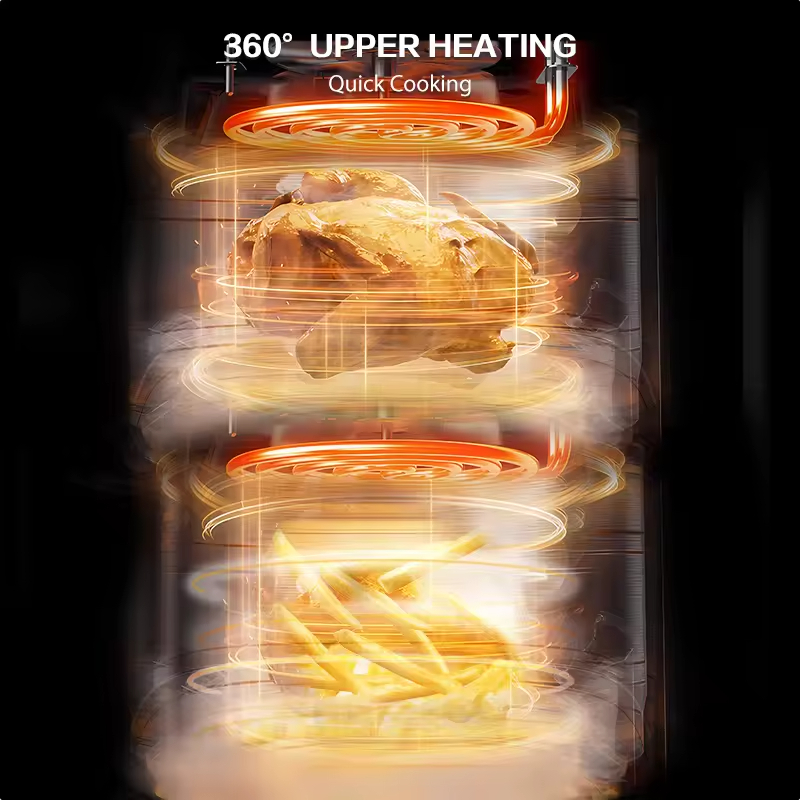 Double 2-Basket 9L Modern Air Fryer Electric Plastic Square LED Baking Non-Stick Easy Clean Visible Window Cook Household Use