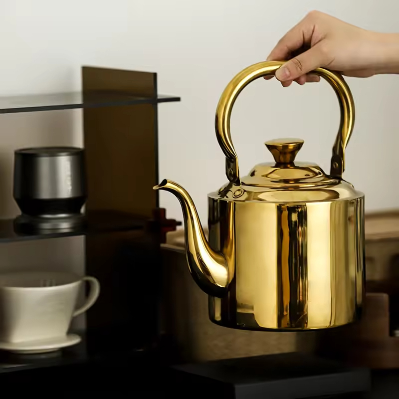 1500 ml 2L Luxury Golden Stainless Steel 201mirror Polished No Leak Safety Coffee Tea Net Filter Boiling Hot Water Kettle