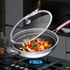Custom Great Quality Anti Scalding Handle Stainless Steel 316 Double Honeycomb Fast Induction Non Stick Pattern Frying Wok Pan