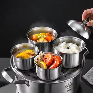 Factory Upgrade Large Capacity 400 800ml Thicken Induction All Stainless Steel 304 Nutrition Steam Cooking Soup Bowl with Lid