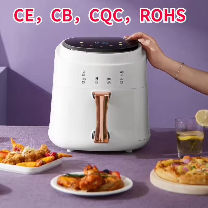 New Arrivals 6 in 1 8L 1400W Smart Touch Screen Pink Custom Oil Free Electric Deep Fryer Hot Air Fryer