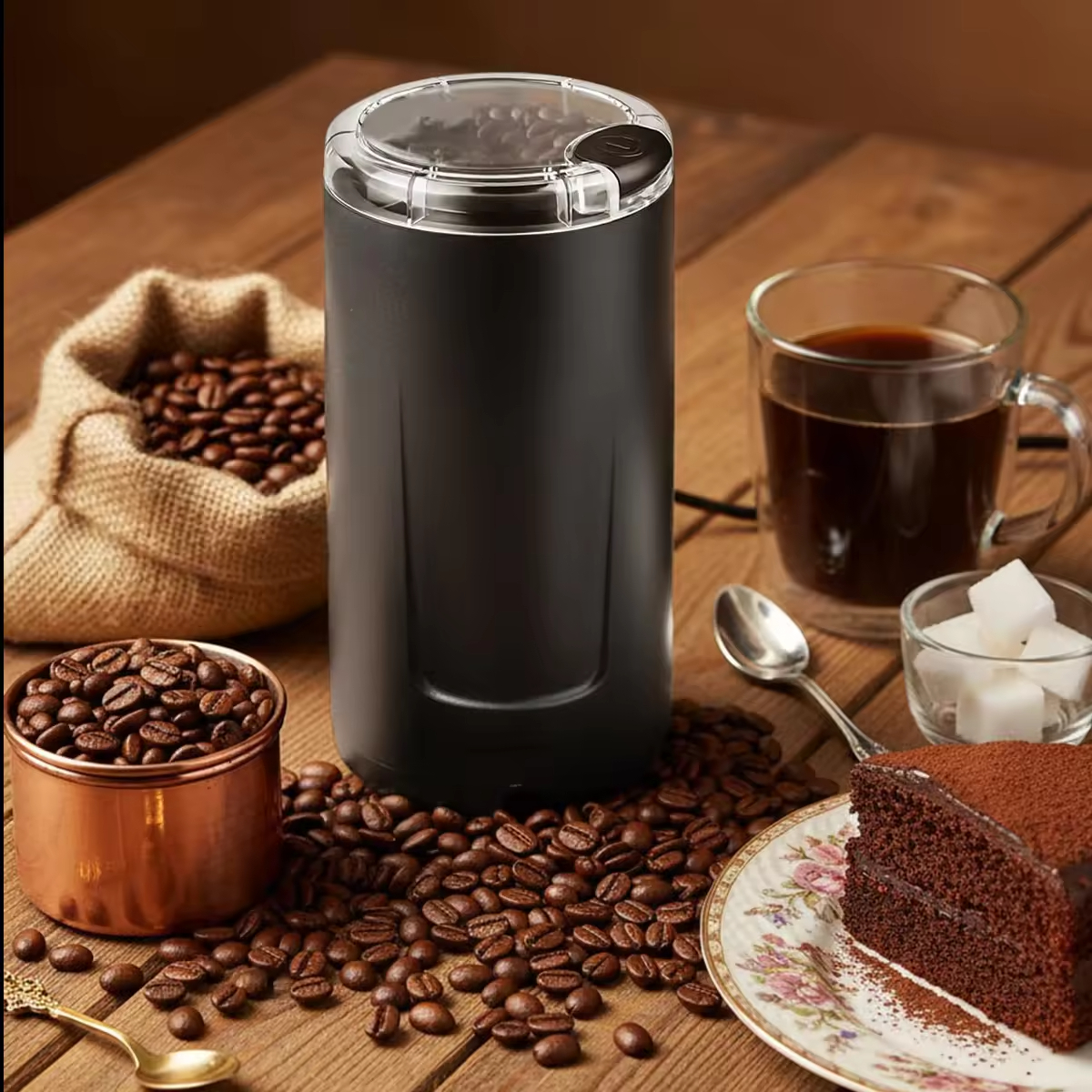 New Trend Electric Coffee Mill Grinder Compact Coffee Bean Grinder 304 Stainless Steel Portable Spice Grinder 260W