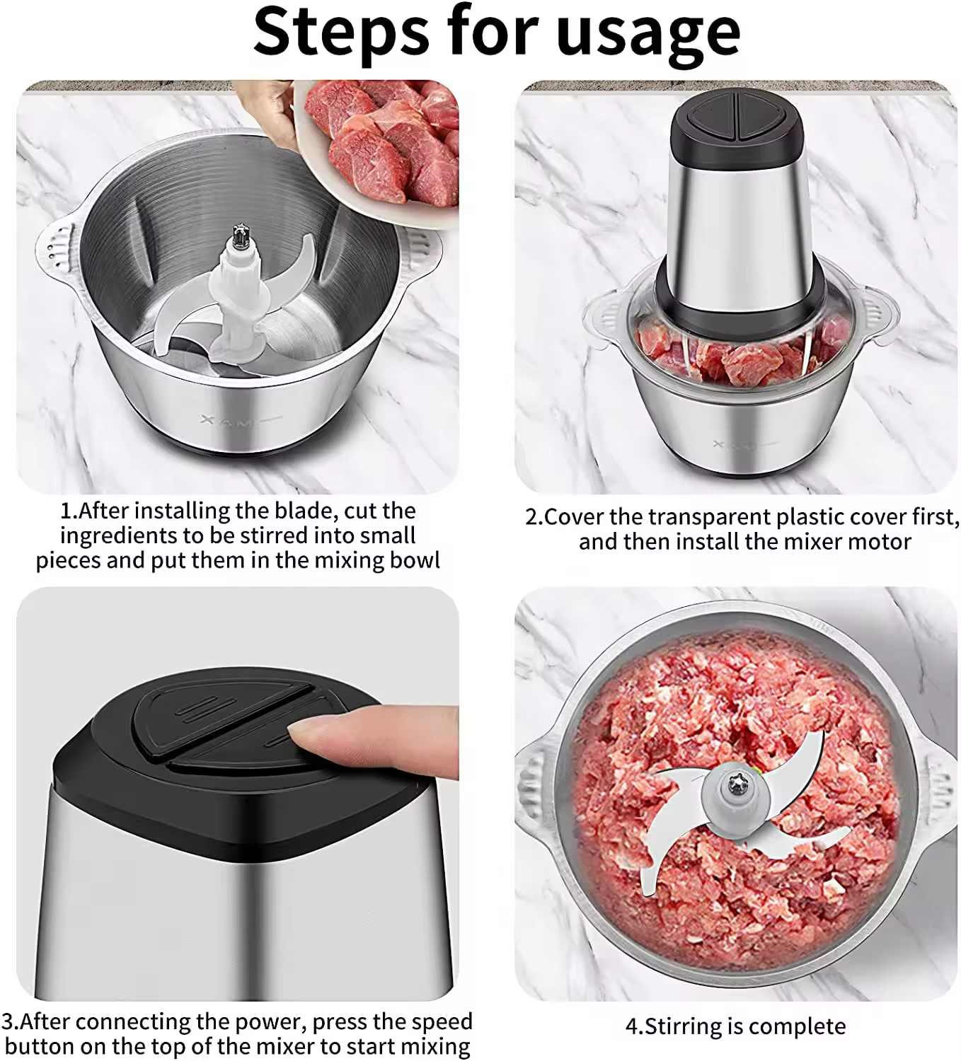 High Quality Home Use Electric Food Chopper 350W Multi-function Food and Vegetable Processor Chopper Mincer 2 Litre