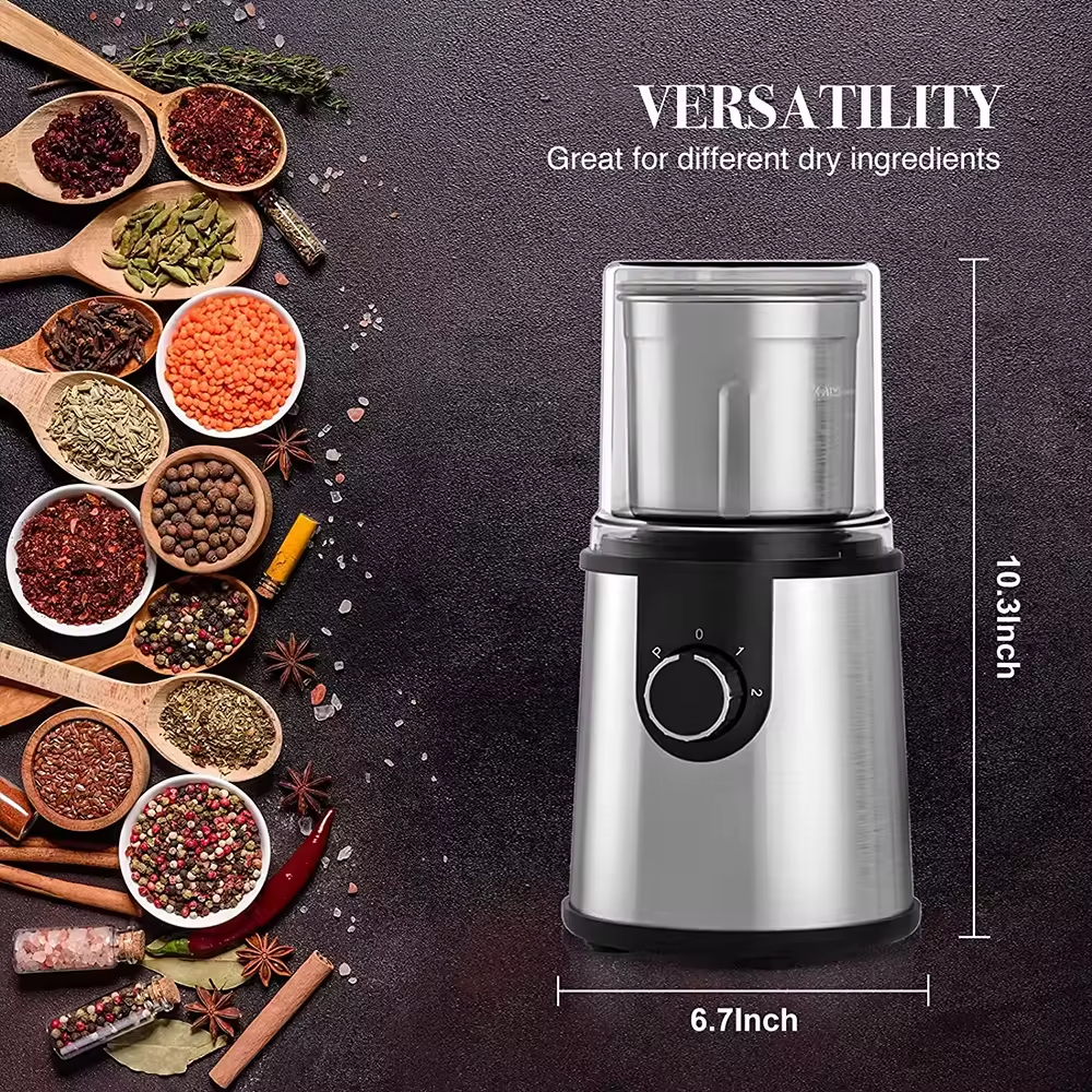 Manufacturer's Hot-Selling 220V Electric Household Grain Grinder Stainless Steel Blade for Coffee Food Supplements Cross-Border