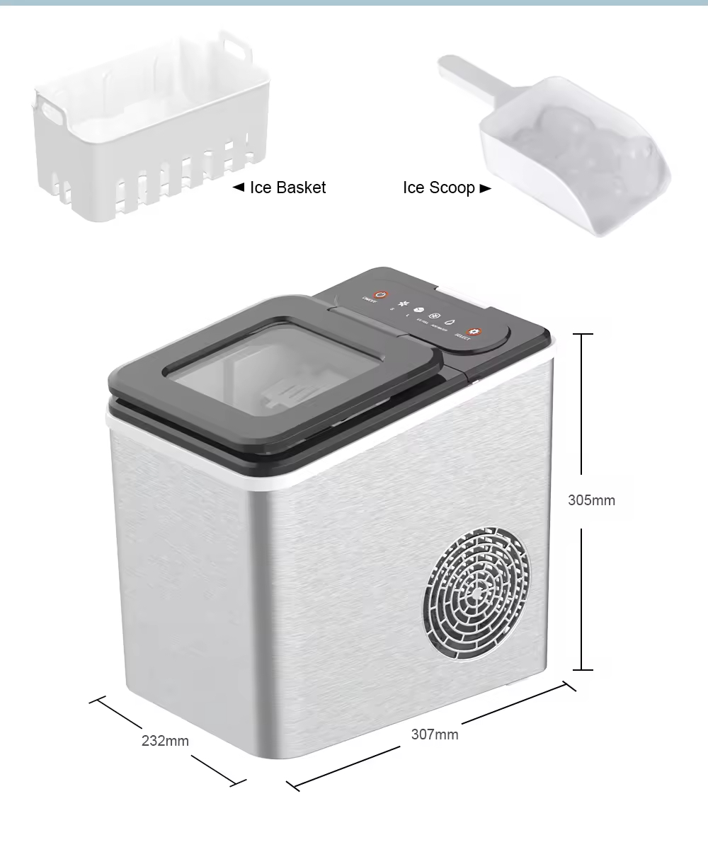 Portable Electric 26LBS/24H Countertop Ice Maker Machine 24H Bullet Ice with Scoop Adjustable New Household Use Plastic Housing