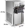 18L/H Commercial Soft Ice Cream Machine 20 Cups Continuous 1200W LED Display 3 Flavors