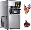 18L/H Commercial Soft Ice Cream Machine 20 Cups Continuous 1200W LED Display 3 Flavors