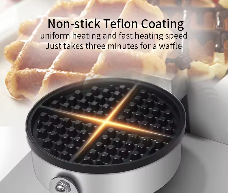 Commercial Waffle Maker Nonstick 1400W Stainless Steel Temperature and Time Control Suitable for Restaurant Bakeries