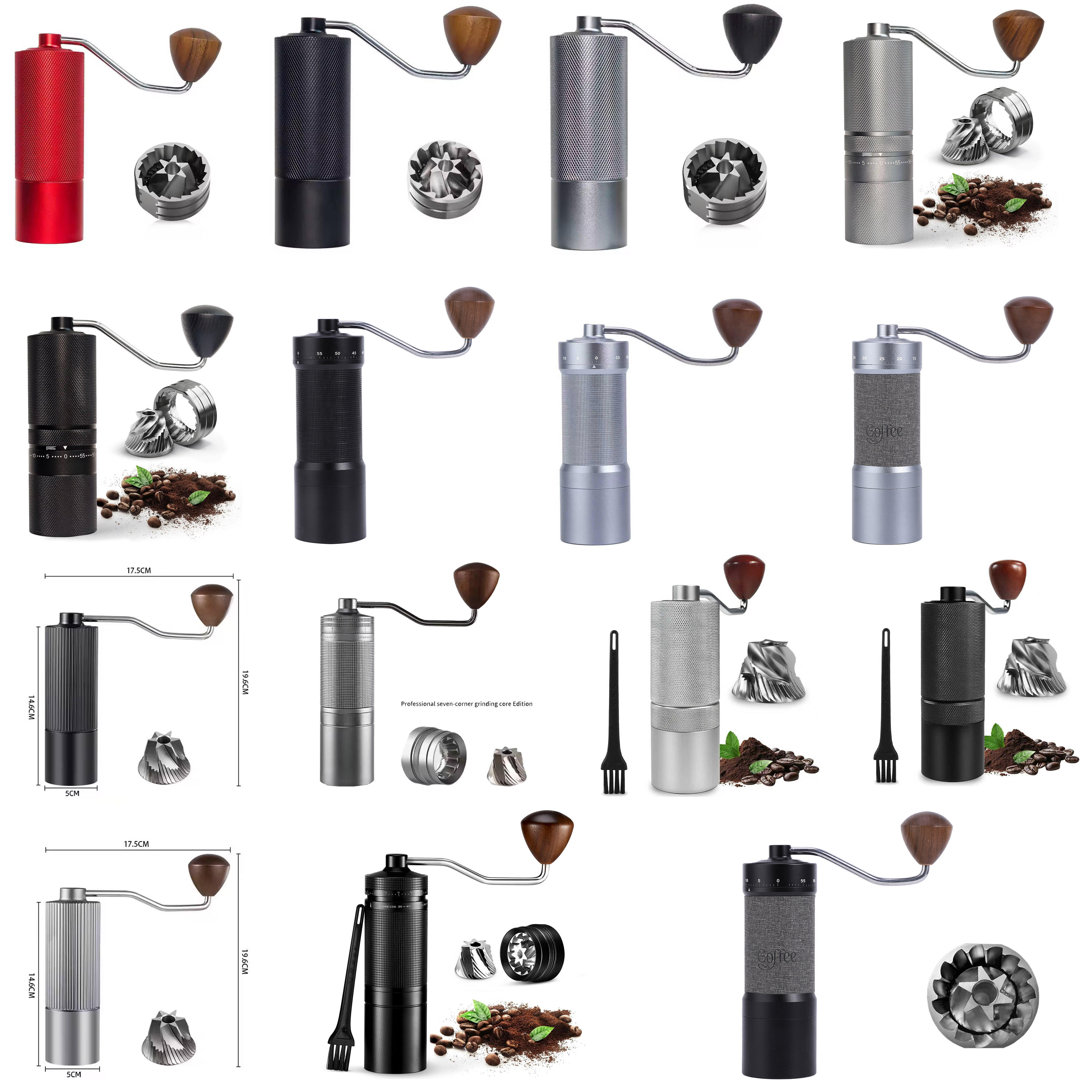 40 Adjustable Settings Stainless Steel Ceramic Core Mini Handle Manual Coffee Bean Grinder Mill with 25 Capacity Visible Lid