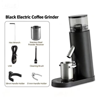 Electric Coffee Bean Grinder Dosing Cup Conical Burr LED Display Anti-Static Design Compact Quiet Household Espresso Grinder