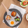 Modern Non-stick Aluminum Square Star Hole Egg Frying Pan 4-Hole Wood Handle 1L Capacity Eco-Friendly Cooking Accessory