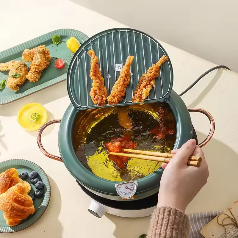 Customized Japanese Stainless Steel 201 and SUS304 French Fries Chicken Deep Tempura Frying Cooking Pot Fryer Pot