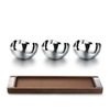 3 Pcs10cm Multipurpose Home Hotel Stainless Steel 304 Wooden Tray Dry Fruit Nut Serving Decorative Bowl Gift Set for Home Decor
