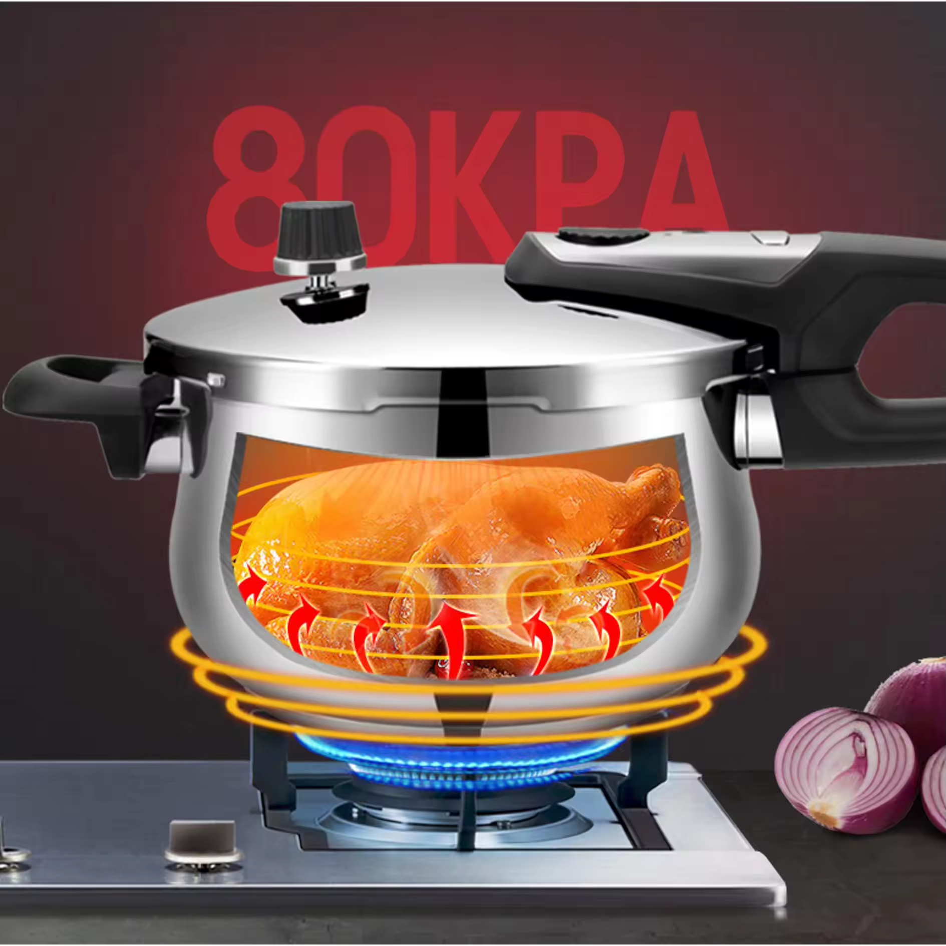 7L Large Capacity Traditional Stainless Steel Pressure Cooker Gas and Induction Kitchen Food Grade Energy Saving Pressure Cooker